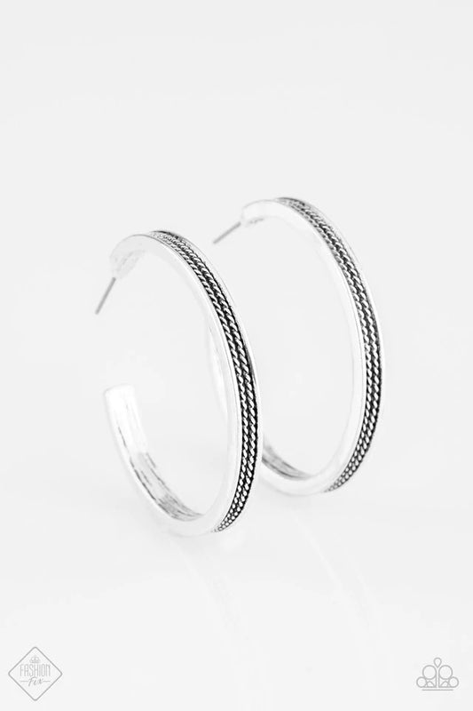 Jungle Stride - Silver Hoop Paparazzi Earring