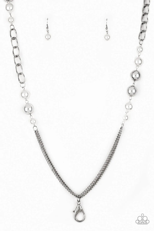 Uptown Talker White Paparazzi Lanyard Necklace