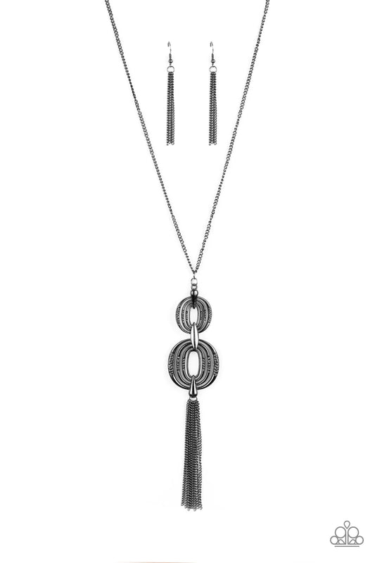 Timelessly Tasseled Black Paparazzi Necklace
