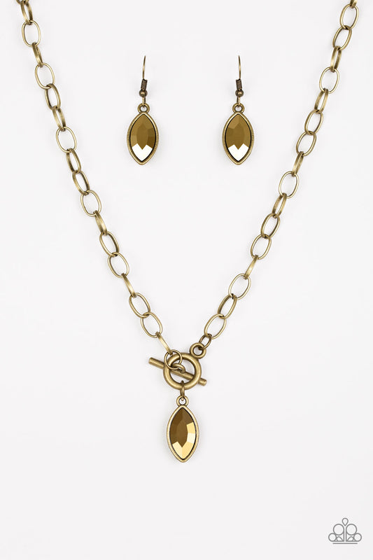 Club Sparkle - Brass Paparazzi Toggle Necklace