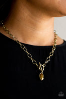 Club Sparkle - Brass Paparazzi Toggle Necklace