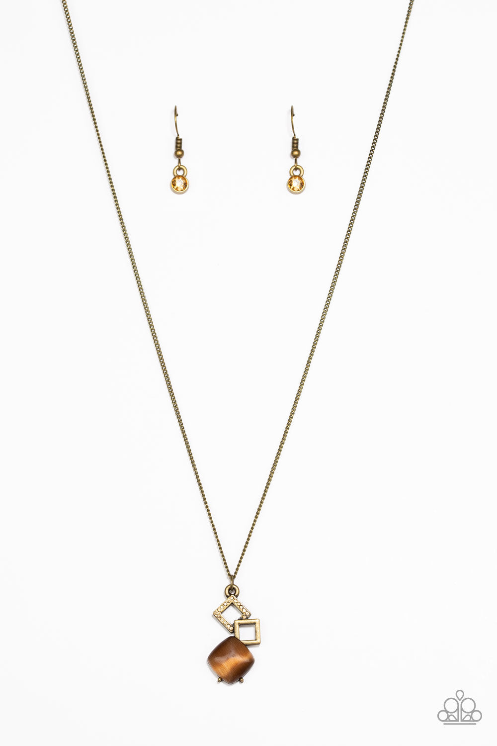 Stylishly Square - Brass Paparazzi Necklace