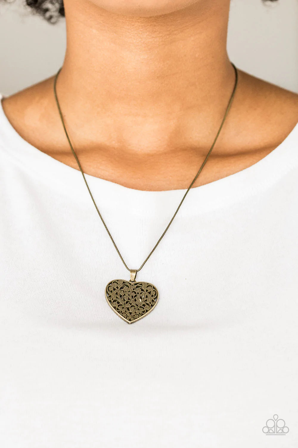 Look Into Your Heart Brass Paparazzi Necklace