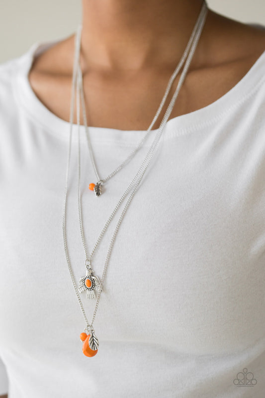 Soar With The Eagles - Orange Paparazzi Necklace