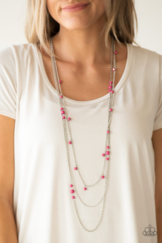 Laying The Groundwork - Pink Paparazzi Necklace