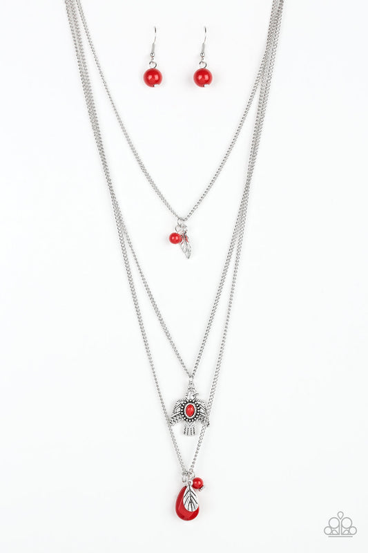 Soar With The Eagles - Red Paparazzi Necklace