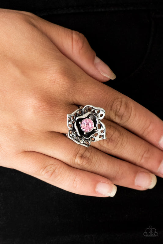 Glowing Gardens - Pink Paparazzi Ring
