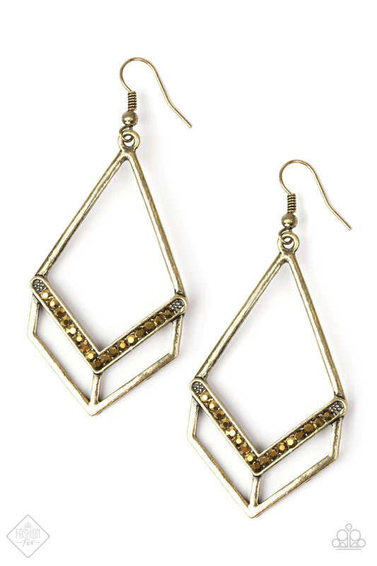 Absolute Alpha - Brass Paparazzi Earring