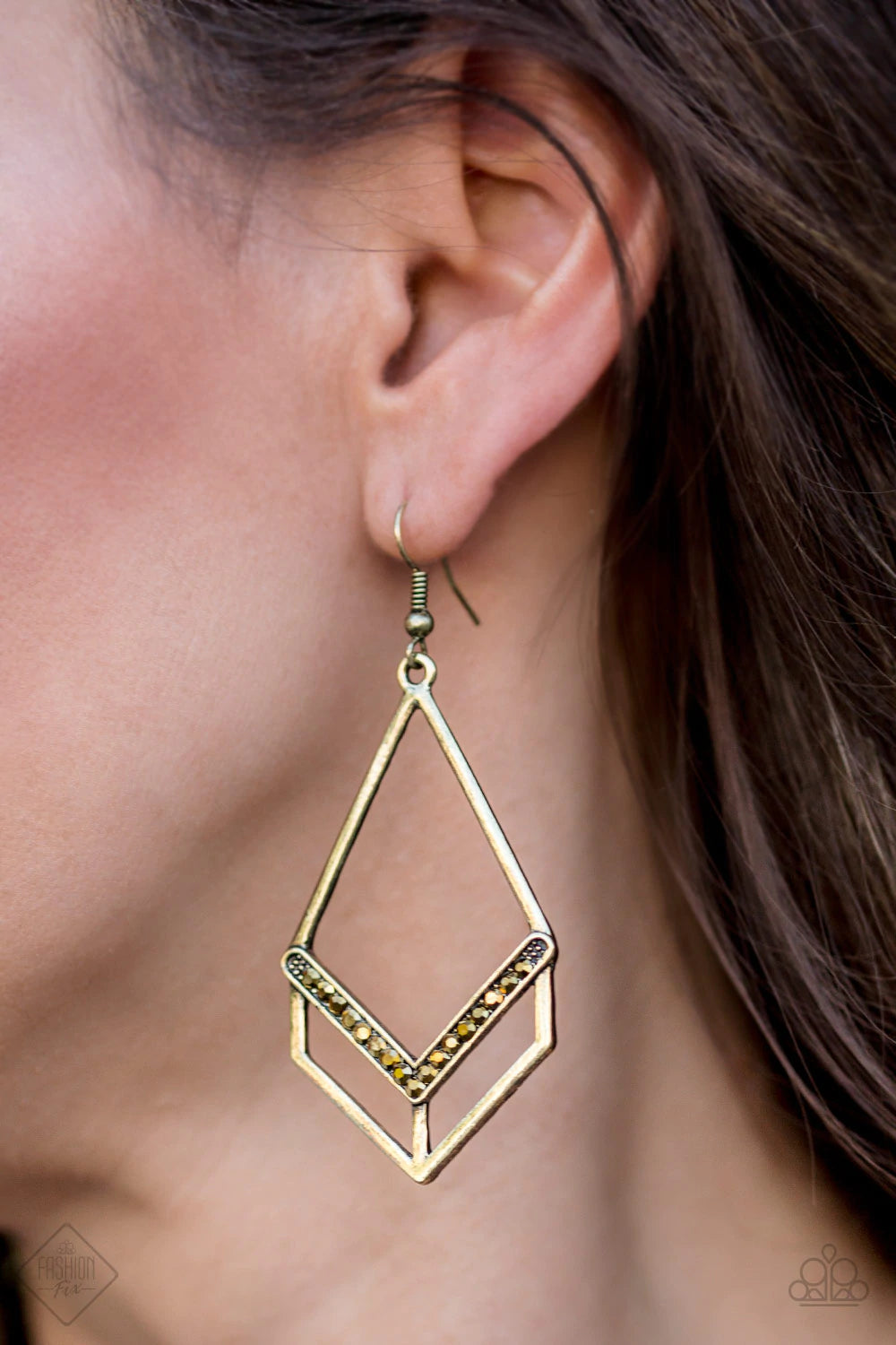 Absolute Alpha - Brass Paparazzi Earring