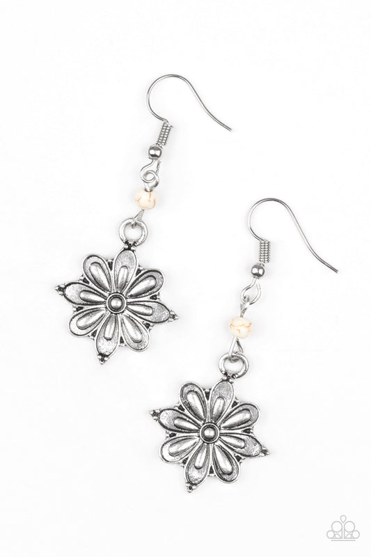 Cactus Blossom - White Paparazzi Earrings