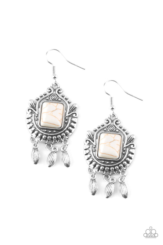 Open Pastures - White Paparazzi Earrings