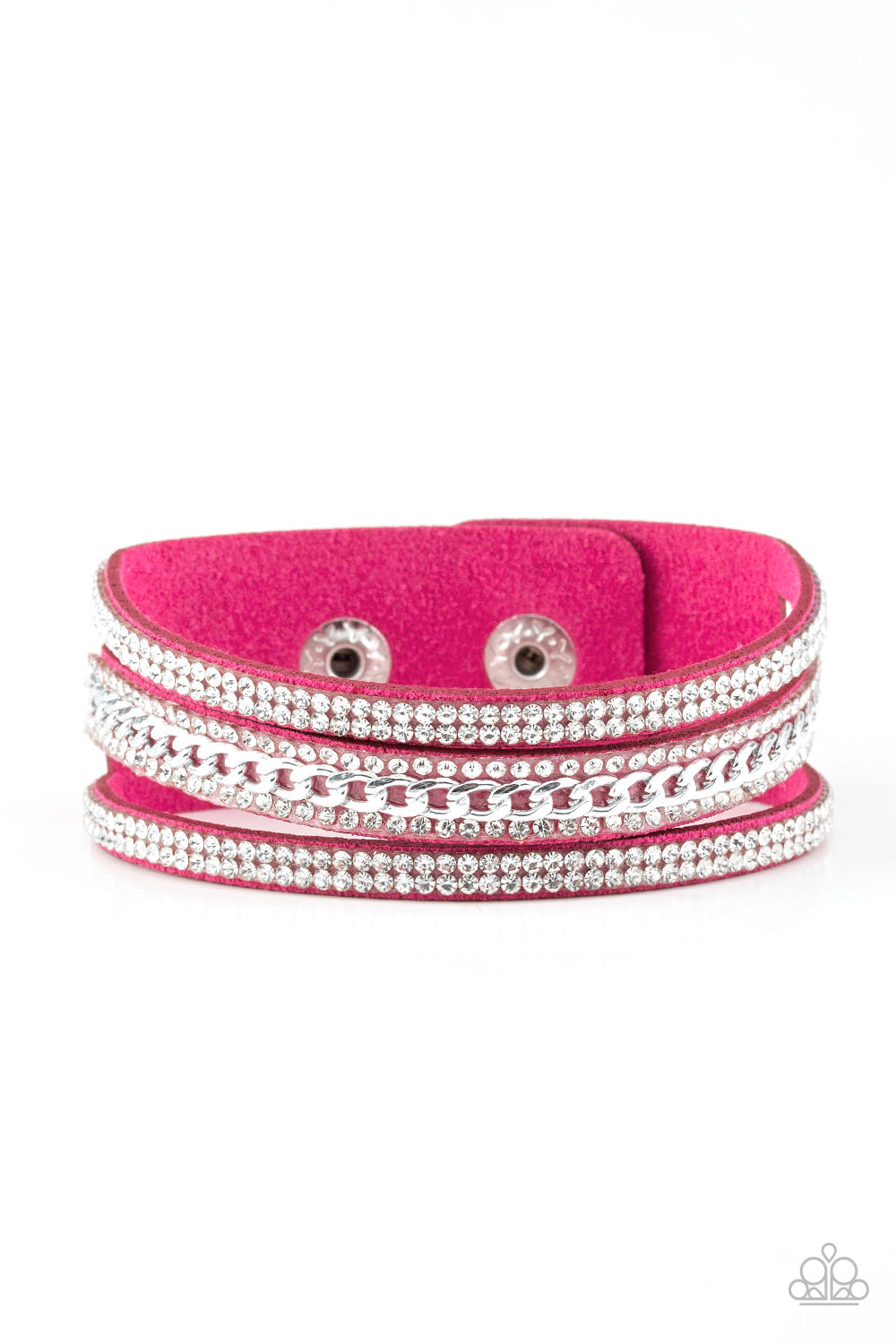 Rollin In Rhinestones - Pink Paparazzi Bracelet