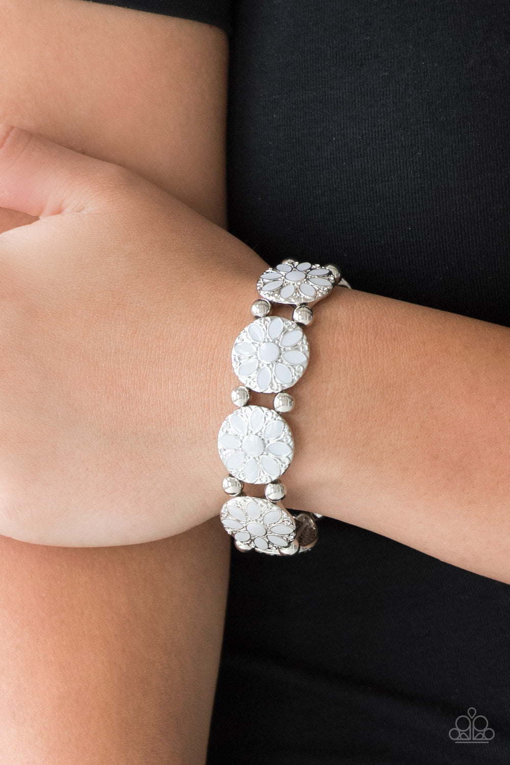 Dancing Dahlias - Silver Paparazzi Bracelet