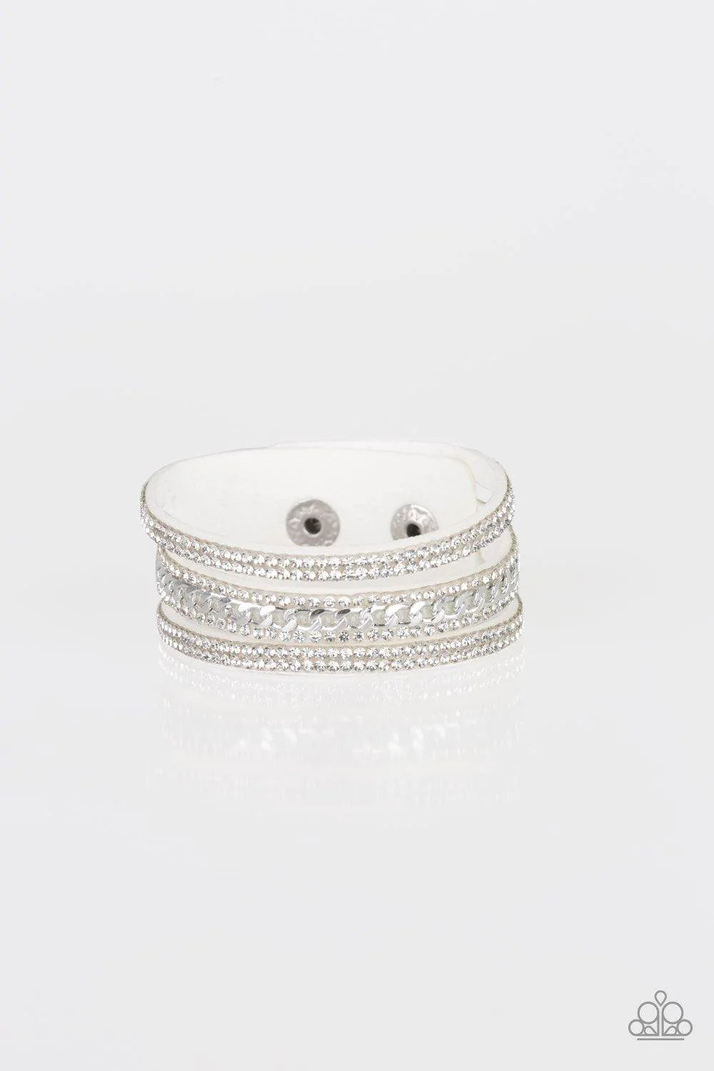 Rollin' In Rhinestones White Paparazzi Urban Bracelet