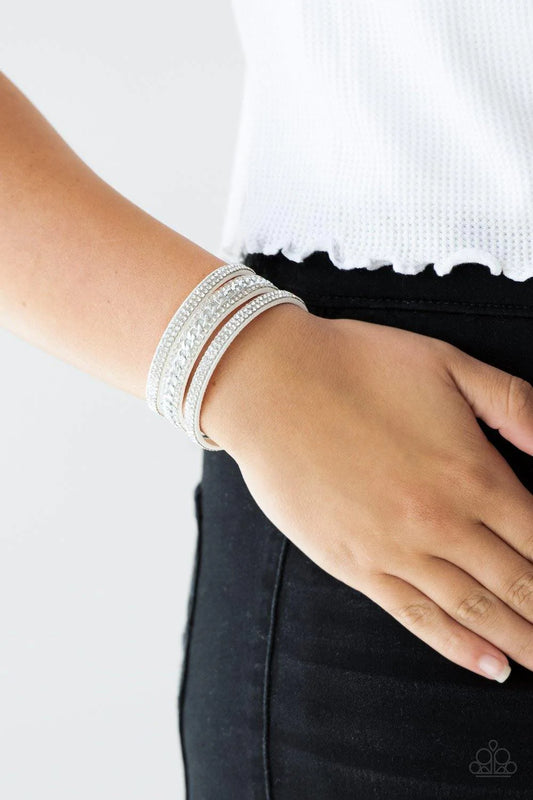 Rollin' In Rhinestones White Paparazzi Urban Bracelet