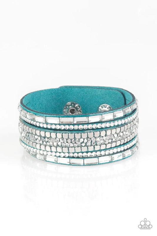 Rebel In Rhinestones Blue Paparazzi Urban Bracelet