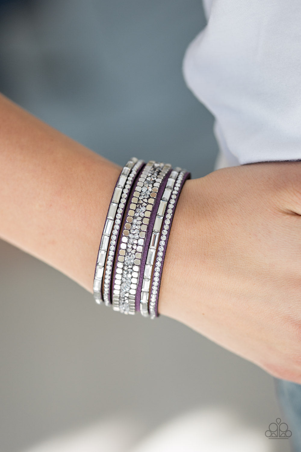 Rebel In Rhinestones - Purple Paparazzi Bracelet