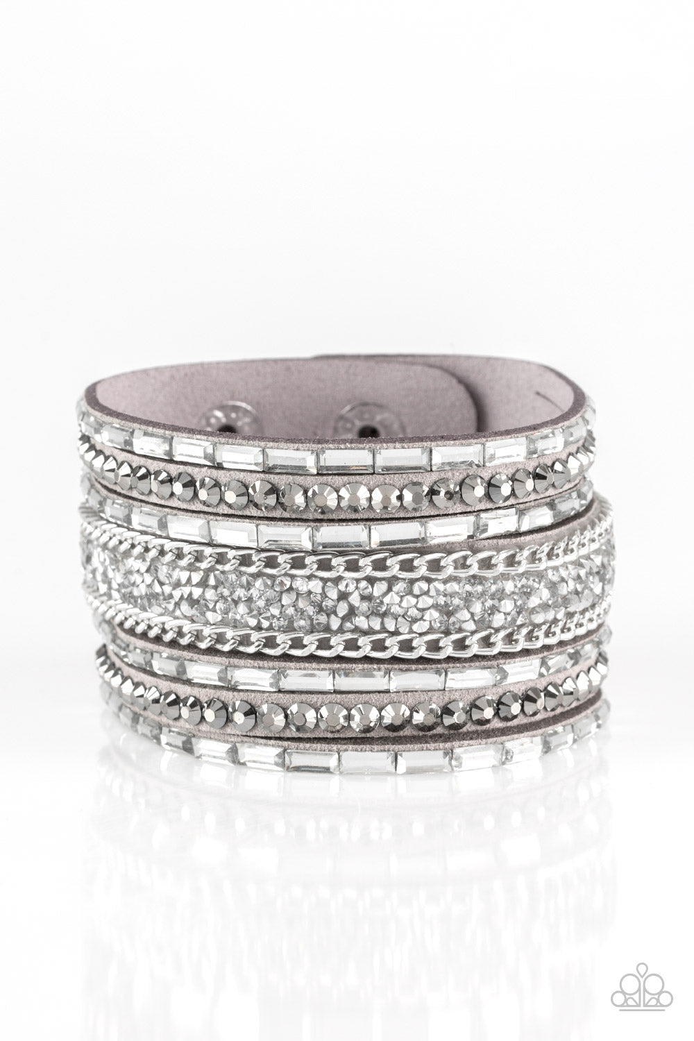 Rhinestone Rumble - Silver Paparazzi Bracelet