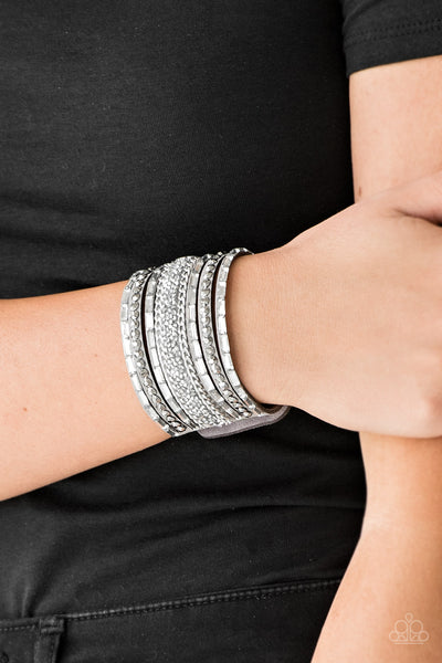 Rhinestone Rumble - Silver Paparazzi Bracelet