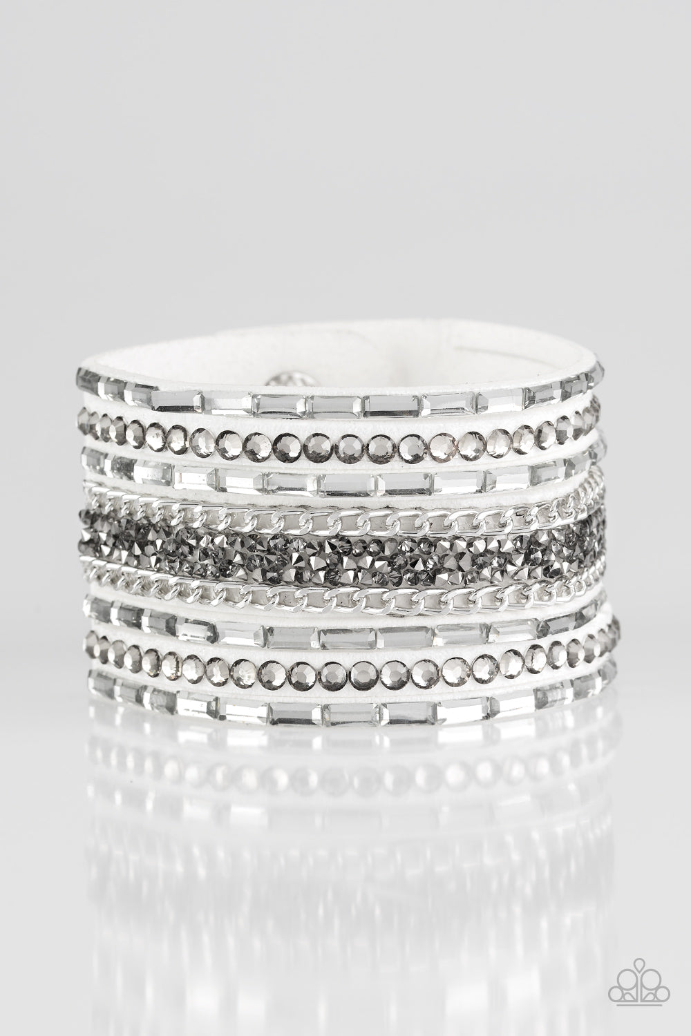 Rhinestone Rumble - White Paparazzi Bracelet