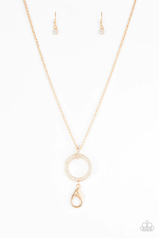 Straight to the Top Gold Paparazzi Lanyard Necklace