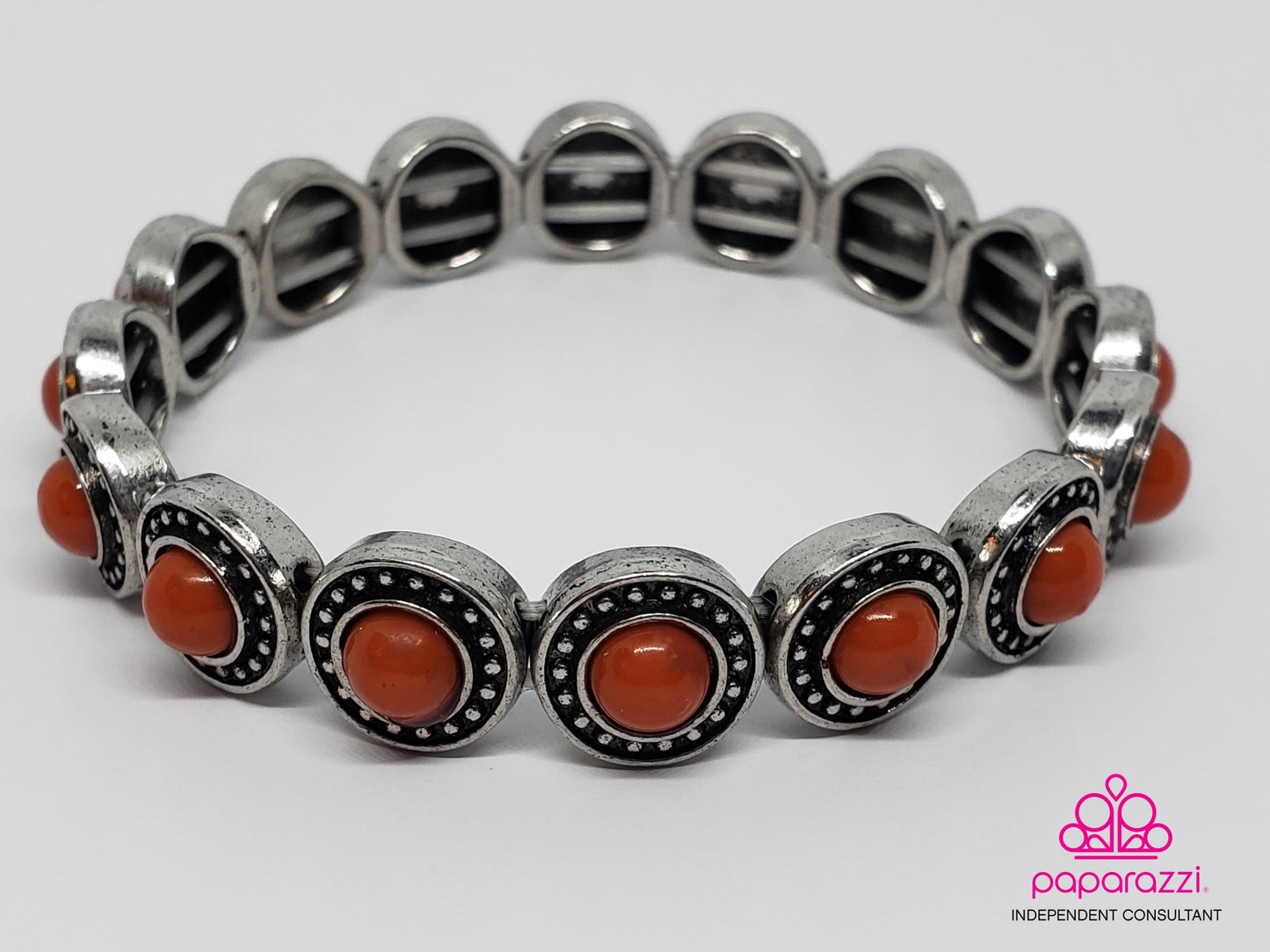 Globetrotter Goals Orange Paparazzi Stretch Bracelet