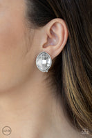 Movie Star Sparkle - White Paparazzi Clip-On Earrings