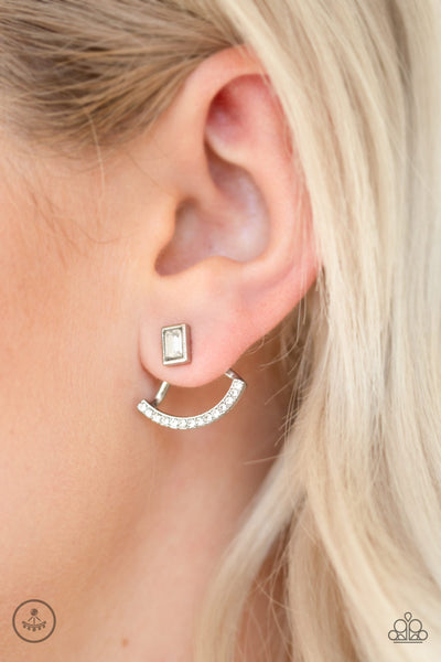 Delicate Arches - White Paparazzi Double-Sided Earrings