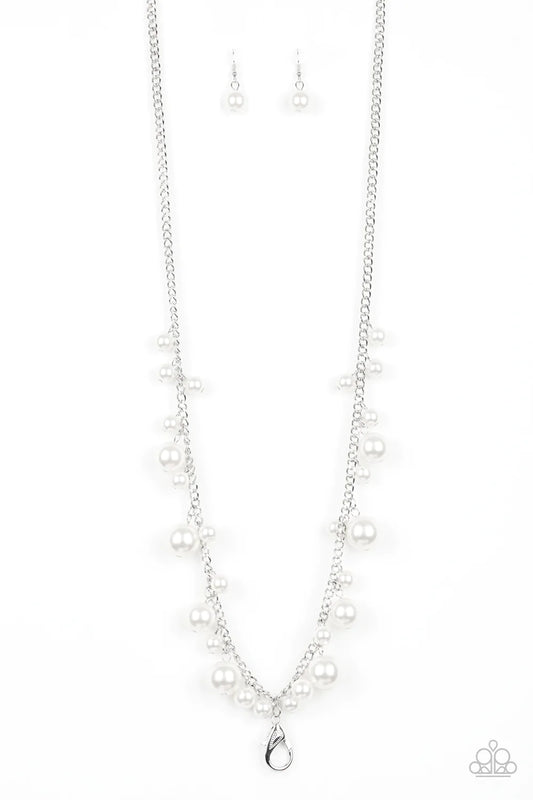 Theres Always Room At The Top White Paparazzi Lanyard Necklace