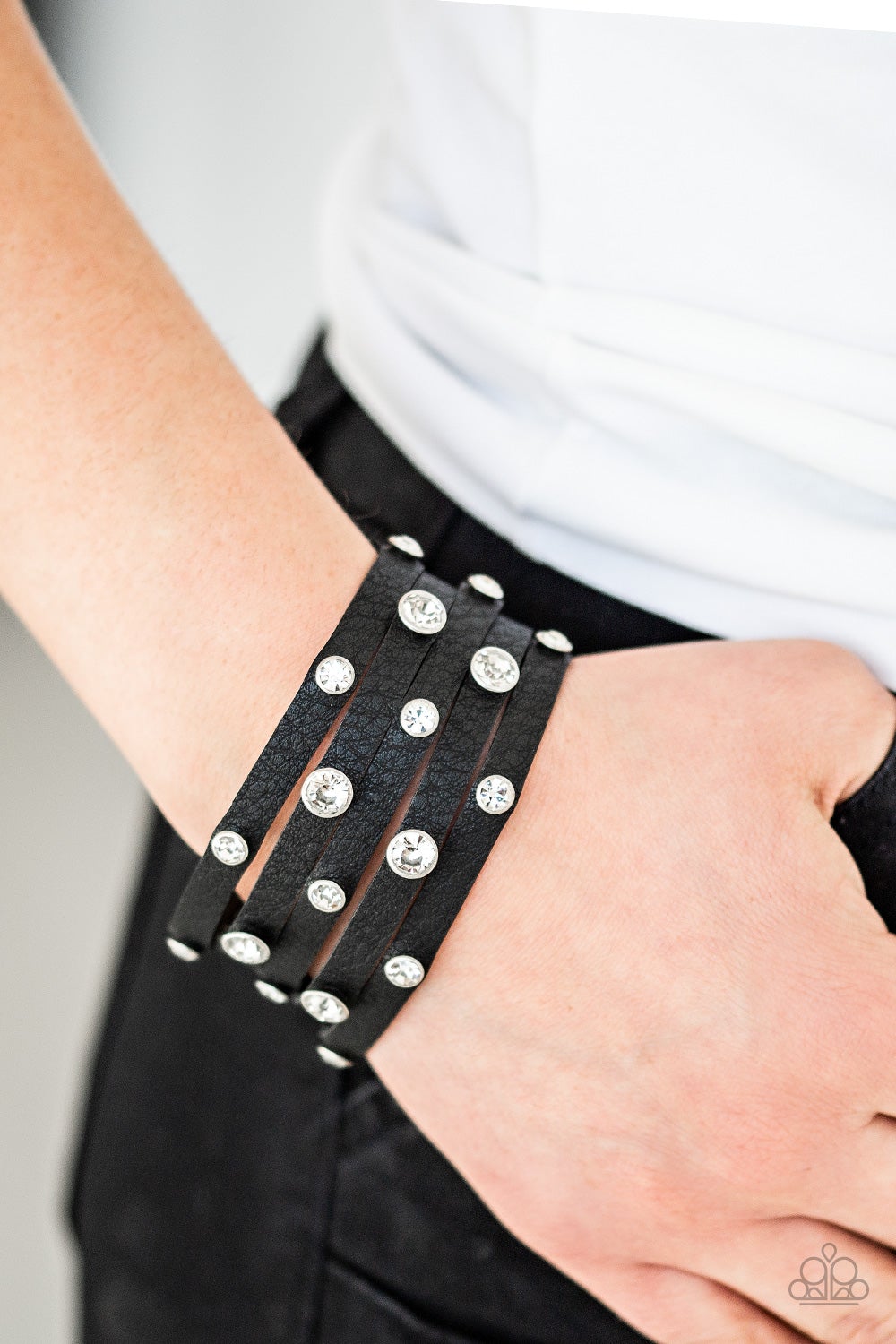Rhinestone Reputation Black Paparazzi Urban Bracelet