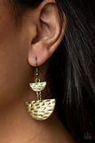 Triassic Triangles - Brass Paparazzi Earrings