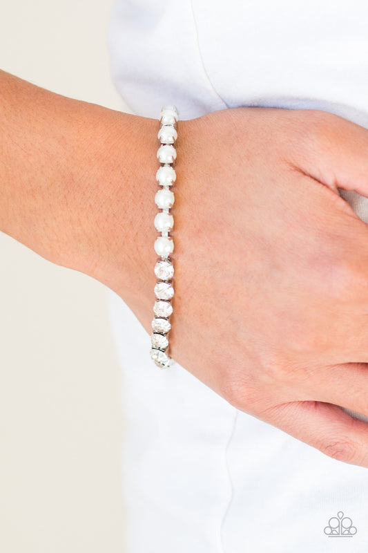 Out Like A SOCIALITE - White Paparazzi Bracelet