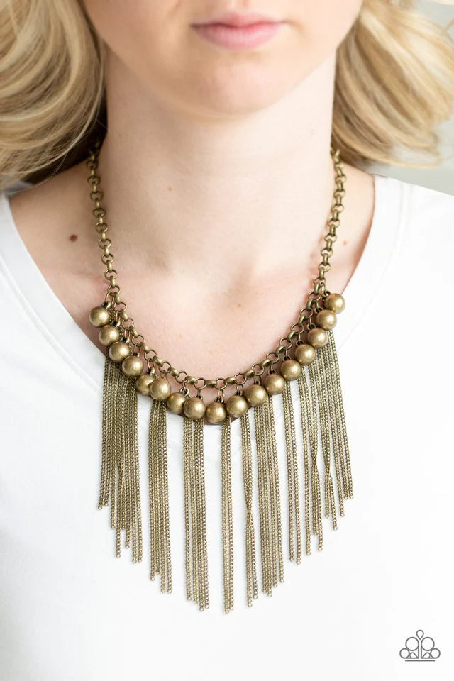 Powerhouse Prowl Brass Paparazzi Necklace