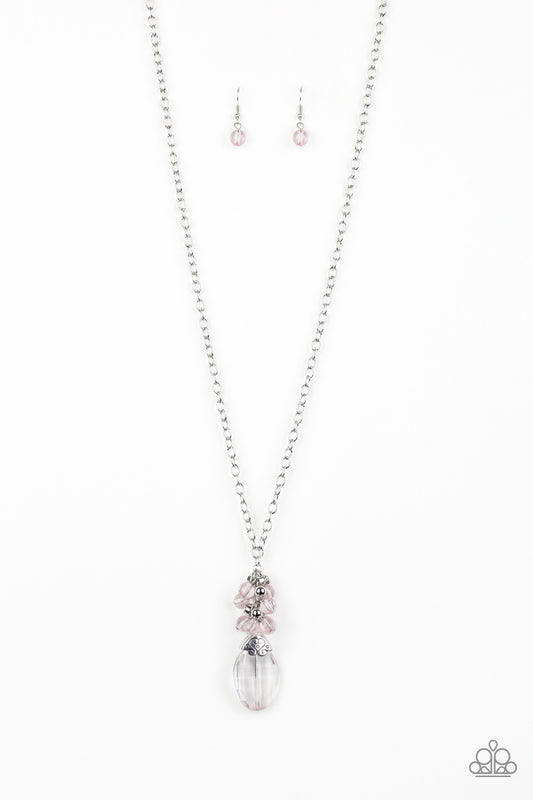 Crystal Cascade - Pink Paparazzi Necklace