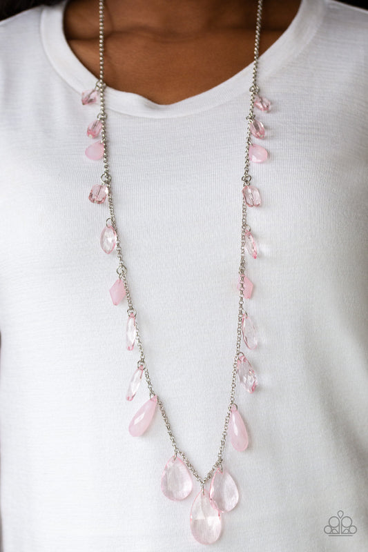 GLOW And Steady Wins The Race - Pink Paparazzi Necklace