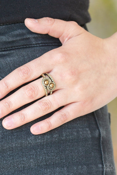 Collect Up Front - Brass Paparazzi Ring