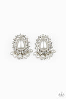 Castle Cameo - White Paparazzi Earrings