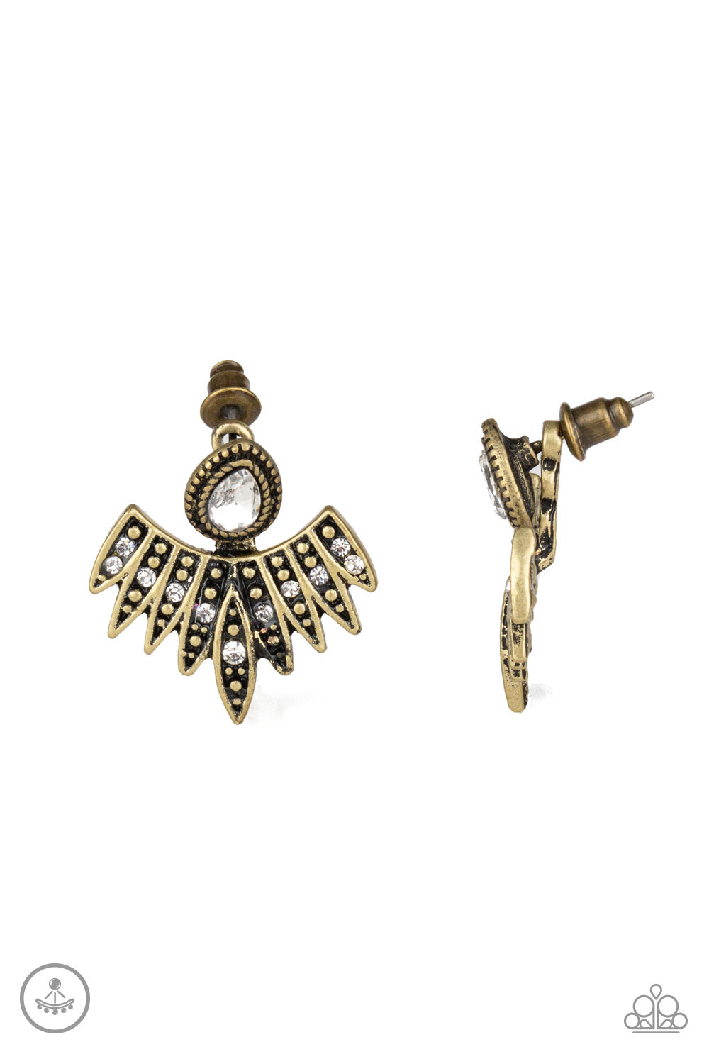 Wing Fling - Brass double sided earrings