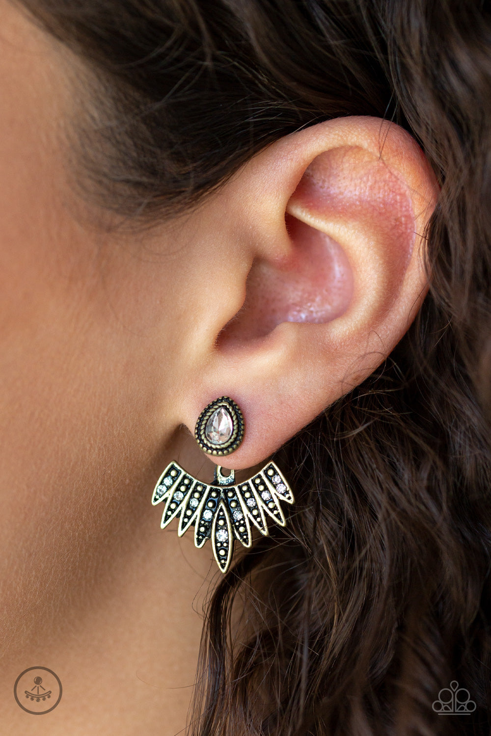 Wing Fling - Brass double sided earrings
