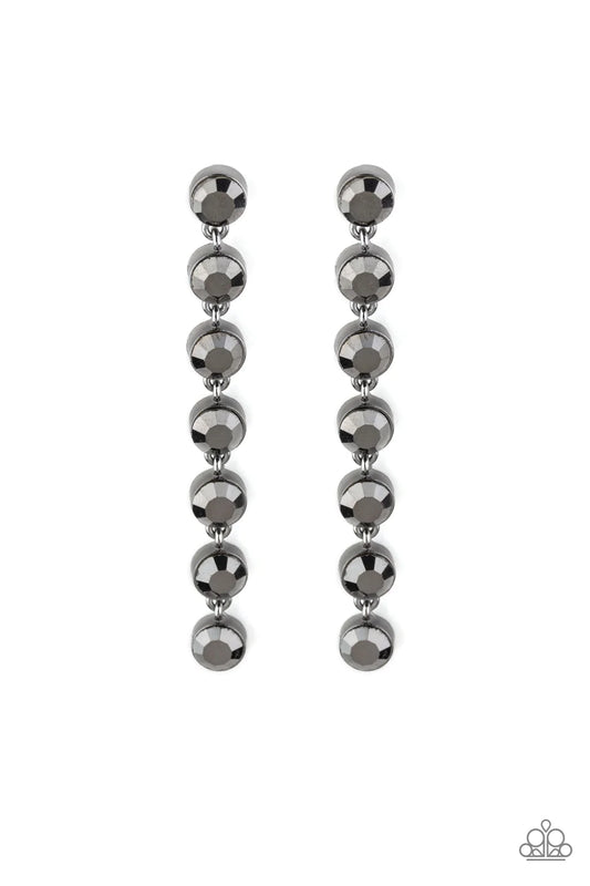 Vintage Vault Dazzling Debonair Black Paparazzi Earrings