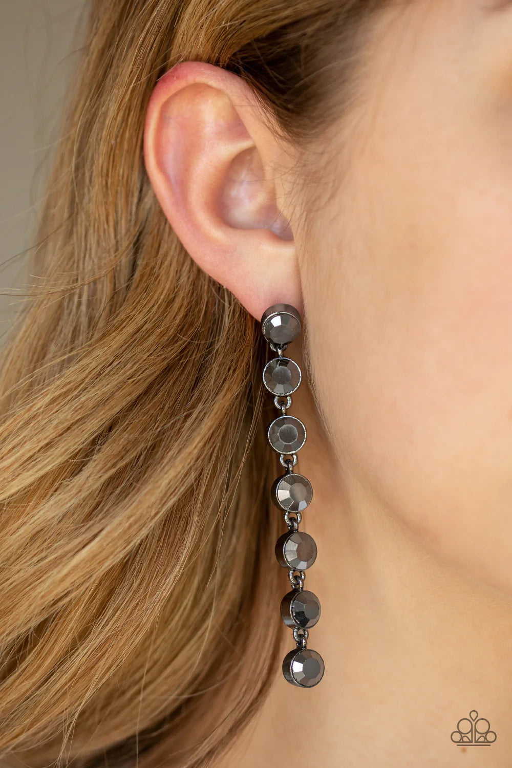 Vintage Vault Dazzling Debonair Black Paparazzi Earrings
