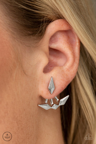 Metal Origami - Silver Paparazzi Double-Sided Earrings