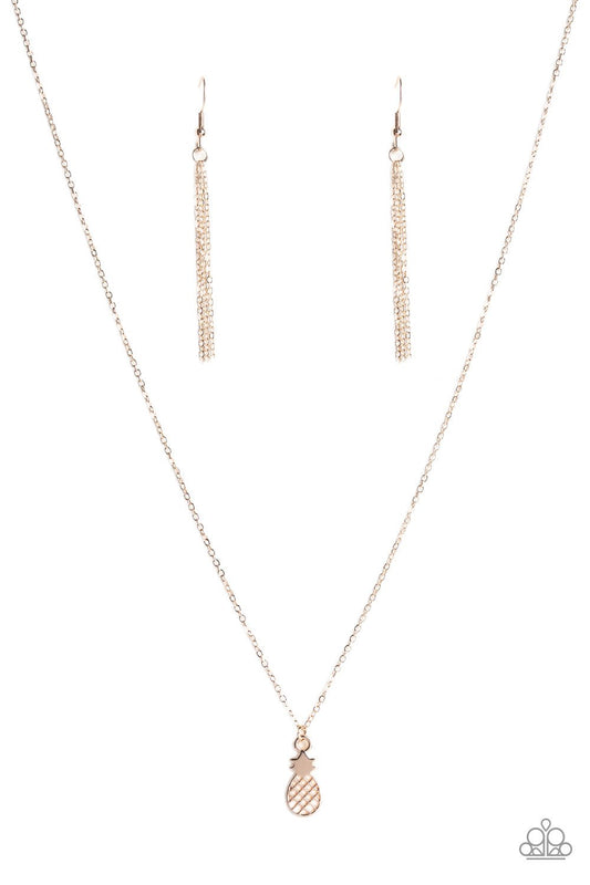 A PINEAPPLE a Day Rose Gold Paparazzi Necklace