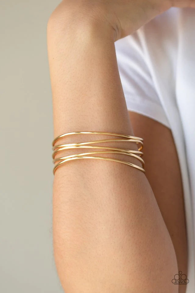 Showstopping Sheen Gold Paparazzi Bracelet