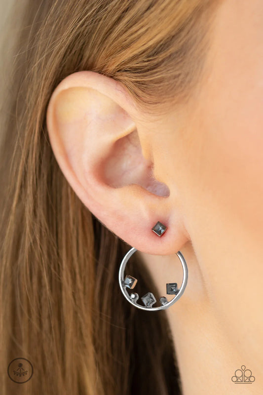 Top-Notch Twinkle Silver Paparazzi Double Sided Earrings