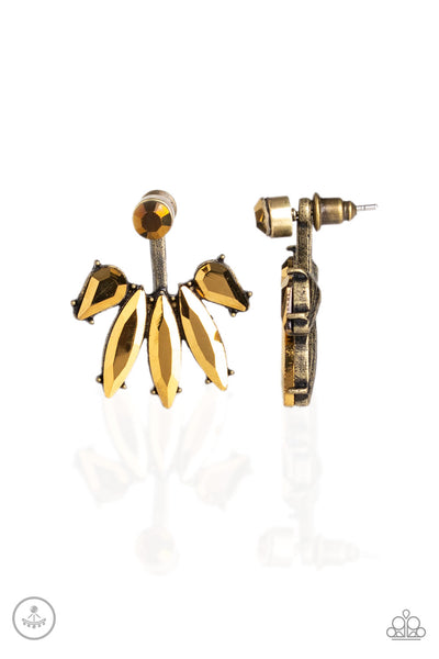 Stunningly Striking - Brass Paparazzi Earrings