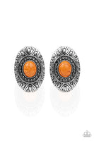 Stone Tiki - Orange Paparazzi Earrings