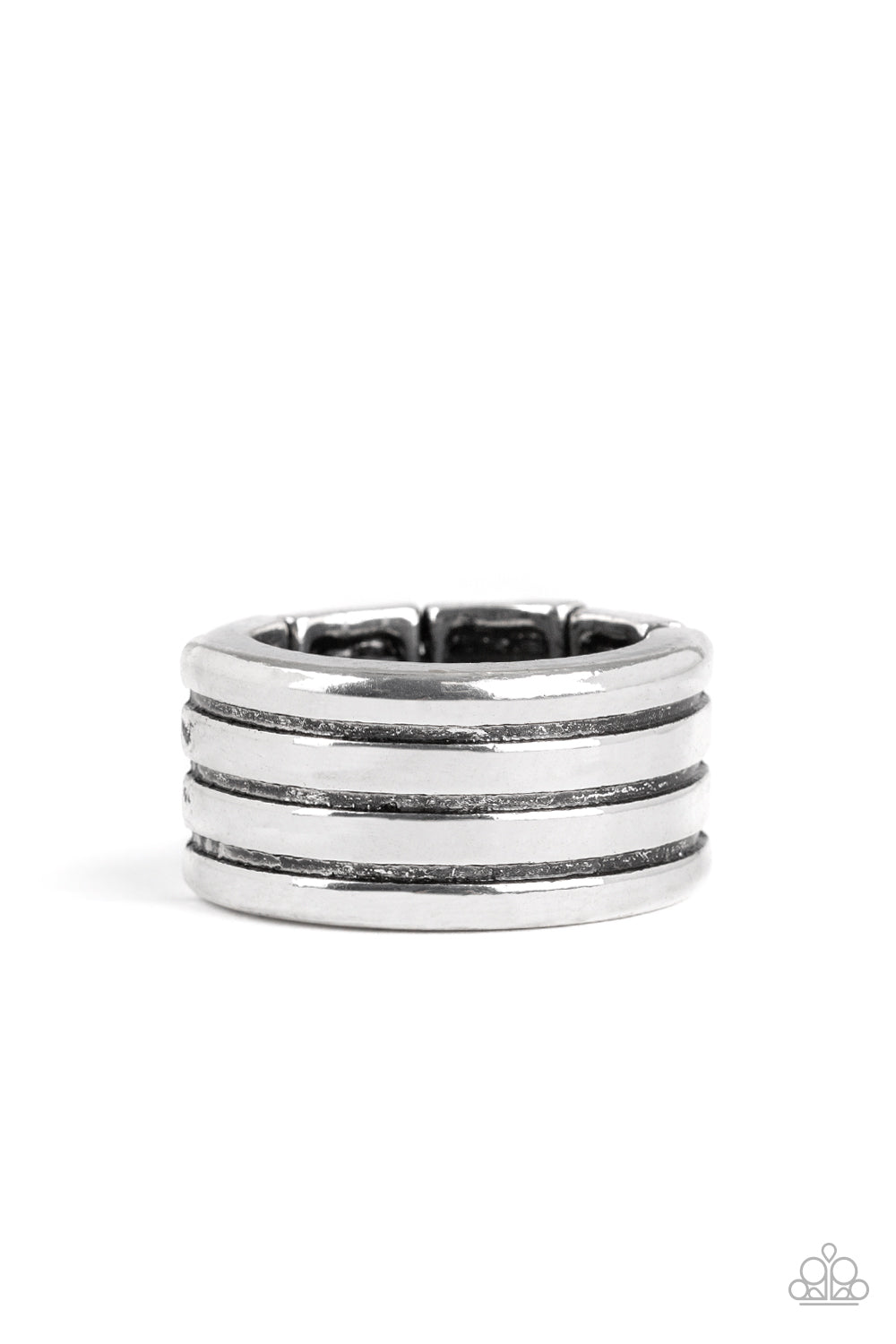 Zip Line - Silver Paparazzi Urban Ring