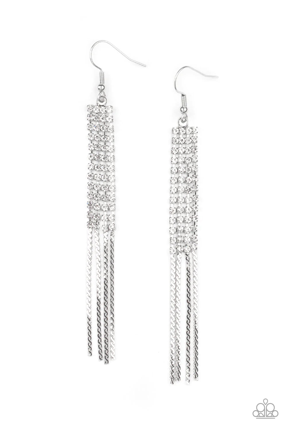Rhinestone Romance White Paparazzi Earrings