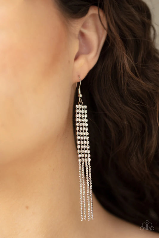 Rhinestone Romance White Paparazzi Earrings